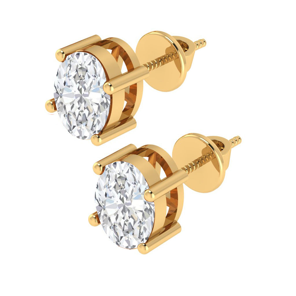 yellow gold plated sterling silver oval shape cubic zirconia april birthstone stud earrings