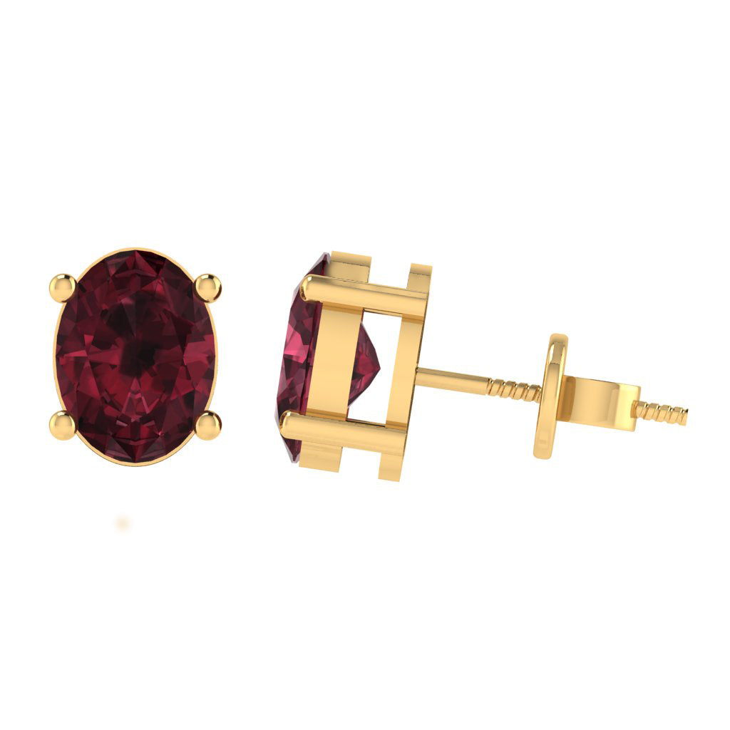yellow gold plated sterling silver oval shape garnet january birthstone stud earrings