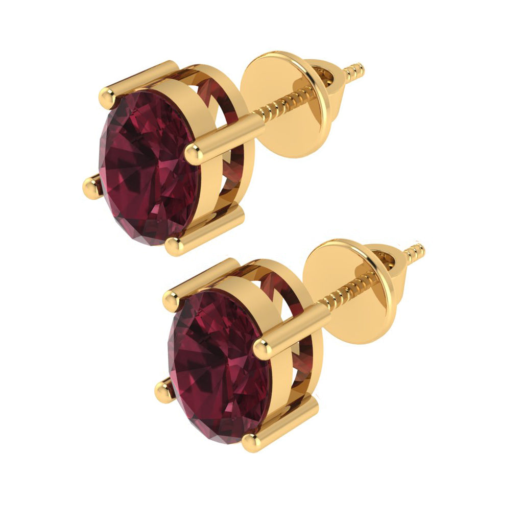 yellow gold plated sterling silver oval shape garnet january birthstone stud earrings