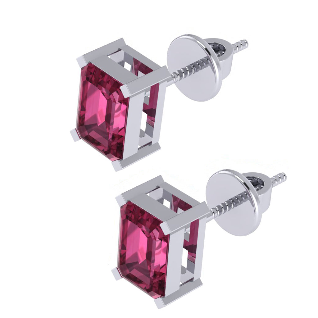 white gold plated sterling silver emerald cut garnet january birthstone stud earrings