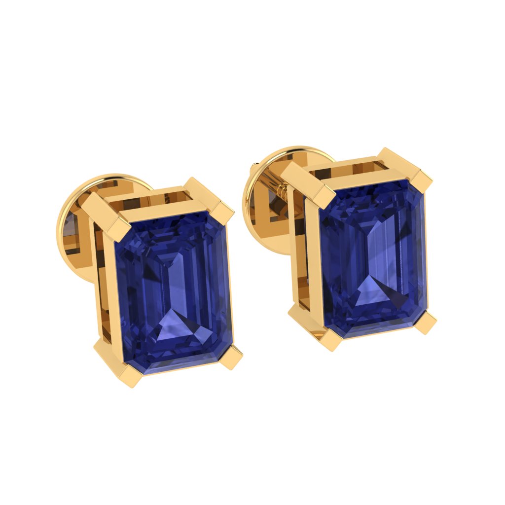 yellow gold plated sterling silver emerald cut tanzanite december birthstone stud earrings