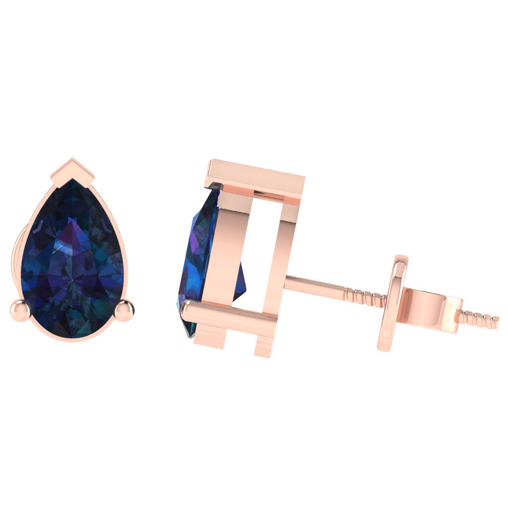 rose gold plated sterling silver pear shape amethyst february birthstone stud earrings