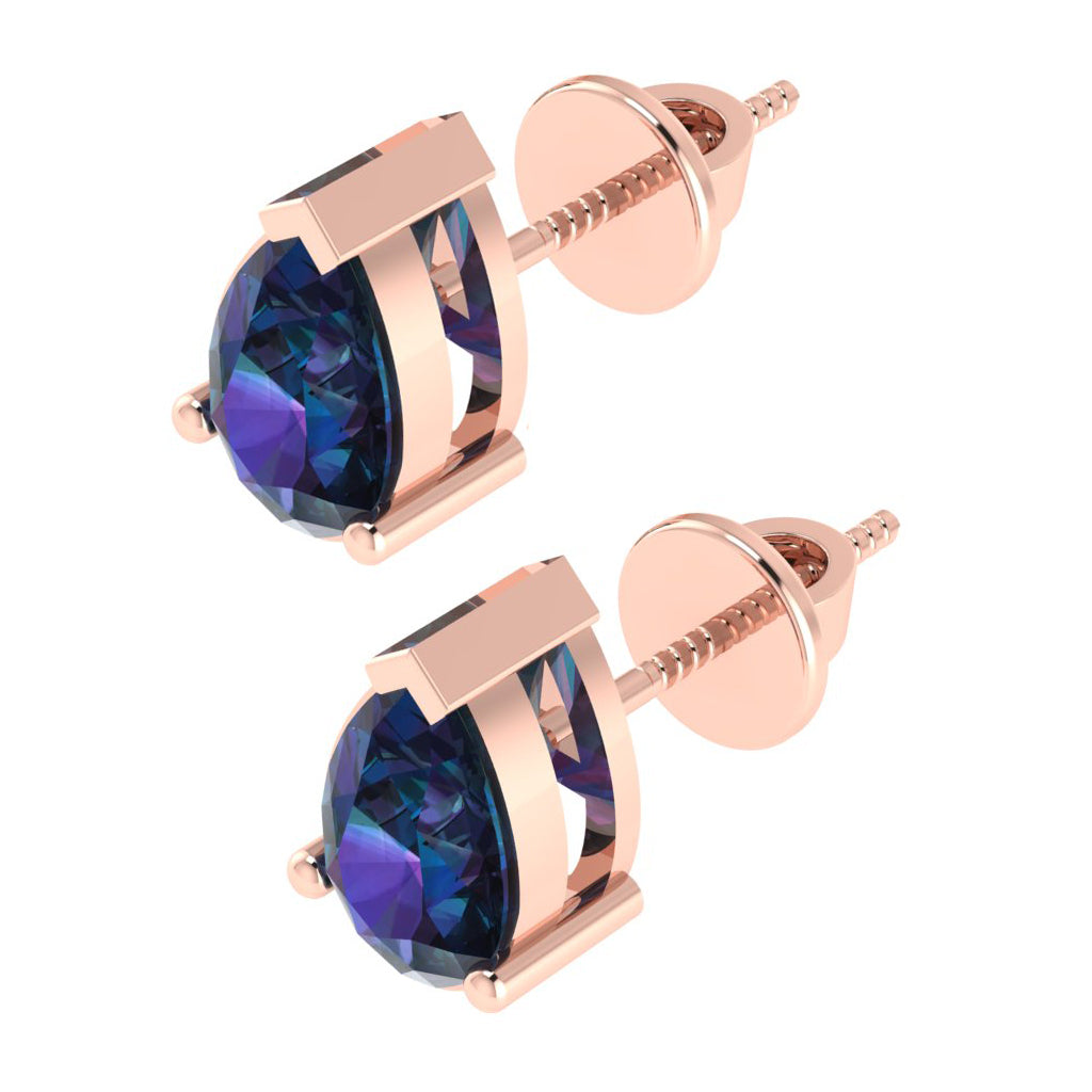 rose gold plated sterling silver pear shape amethyst february birthstone stud earrings