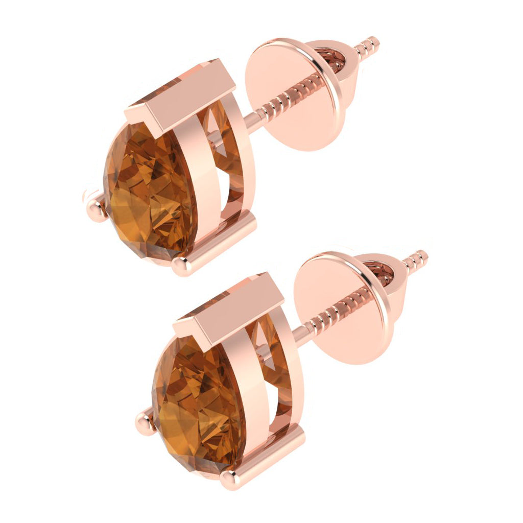 rose gold plated sterling silver pear shape citrine november birthstone stud earrings