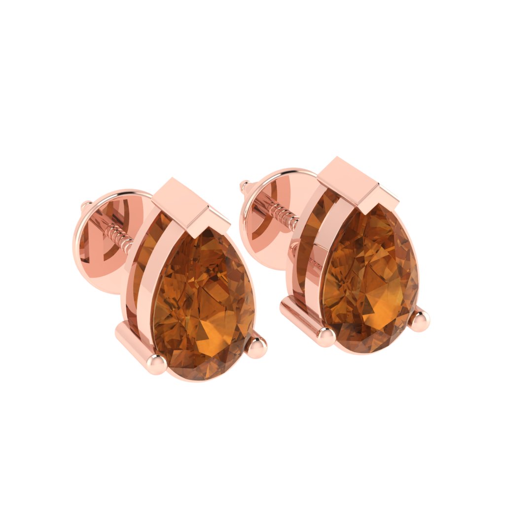 rose gold plated sterling silver pear shape citrine november birthstone stud earrings