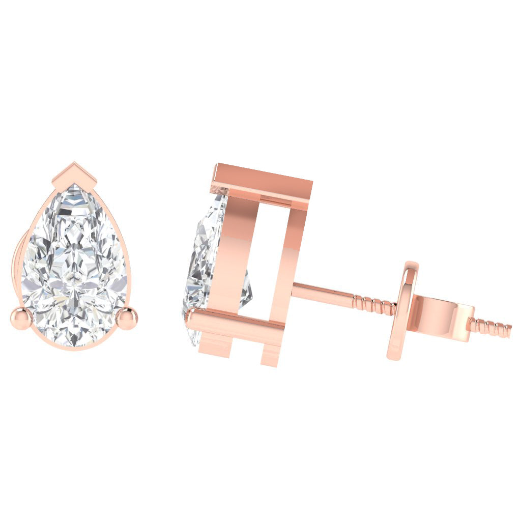 rose gold plated sterling silver pear shape cubic zirconia april birthstone stud earrings