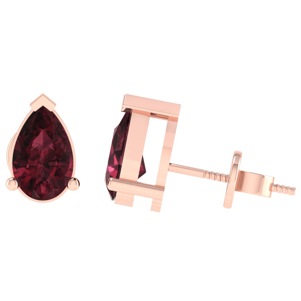 rose gold plated sterling silver pear shape garnet january birthstone stud earrings