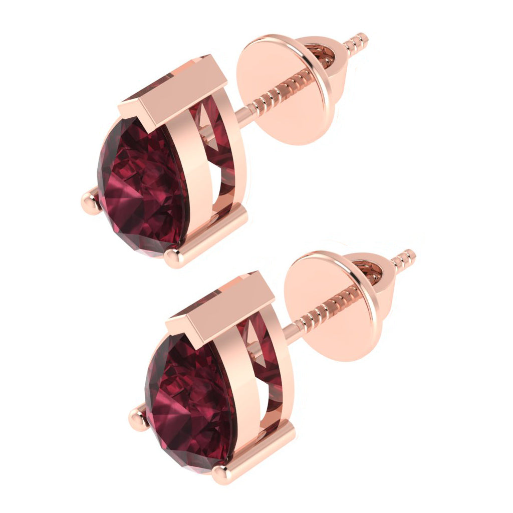 rose gold plated sterling silver pear shape garnet january birthstone stud earrings