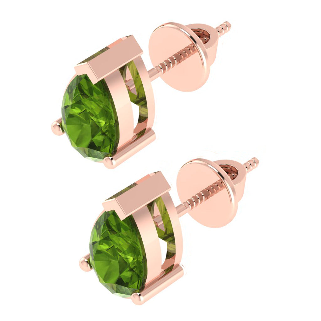 rose gold plated sterling silver pear shape peridot august birthstone stud earrings