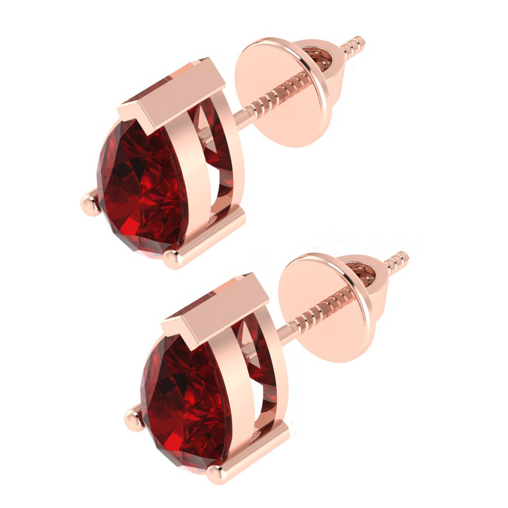 rose gold plated sterling silver pear shape ruby july birthstone stud earrings