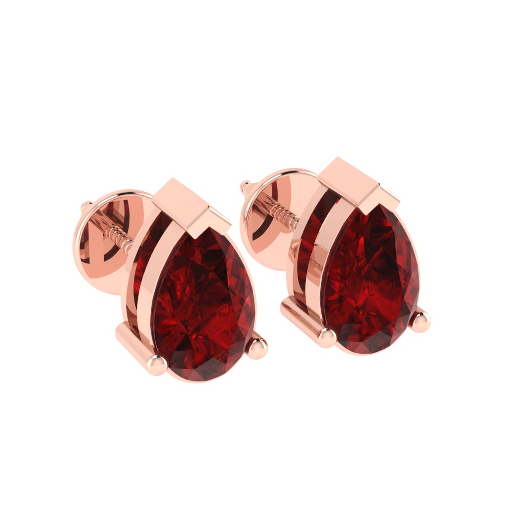rose gold plated sterling silver pear shape ruby july birthstone stud earrings