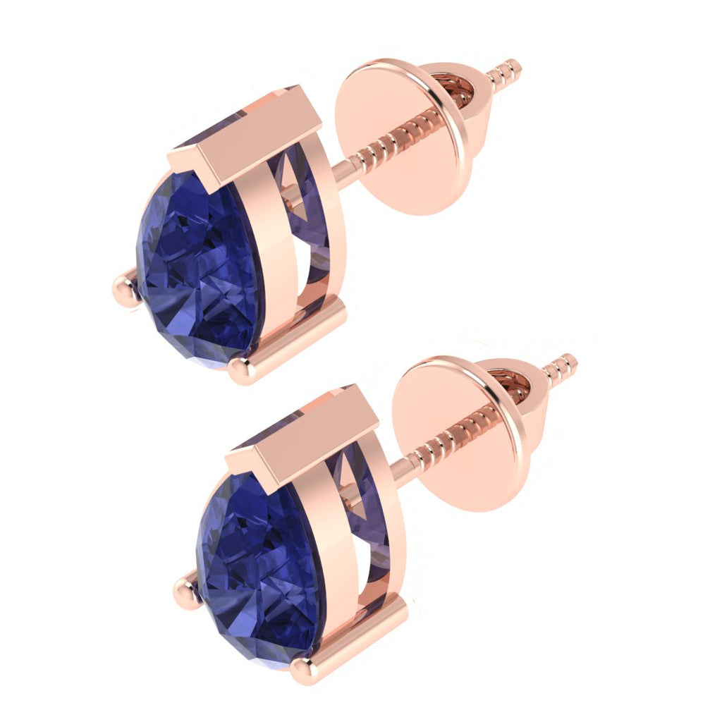 rose gold plated sterling silver pear shape tanzanite december birthstone stud earrings