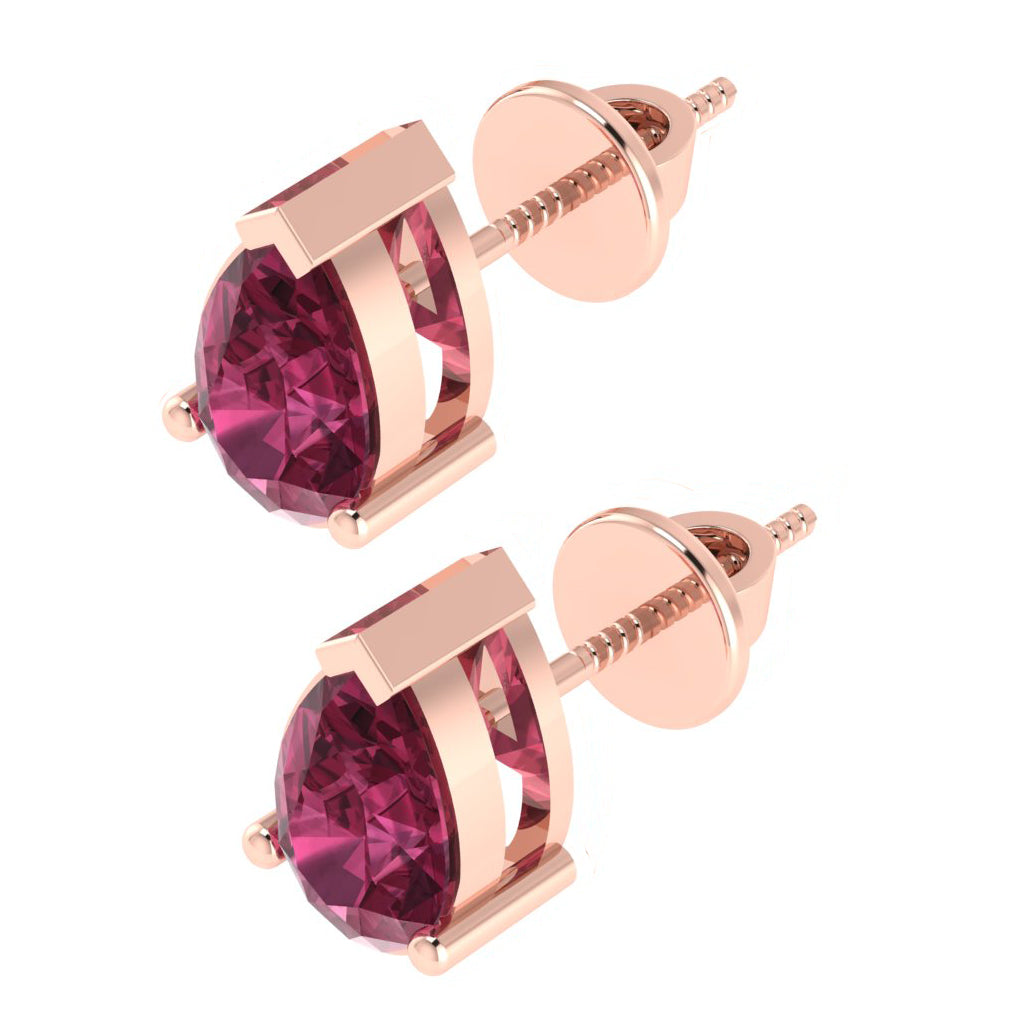 rose gold plated sterling silver pear shape tourmaline october birthstone stud earrings