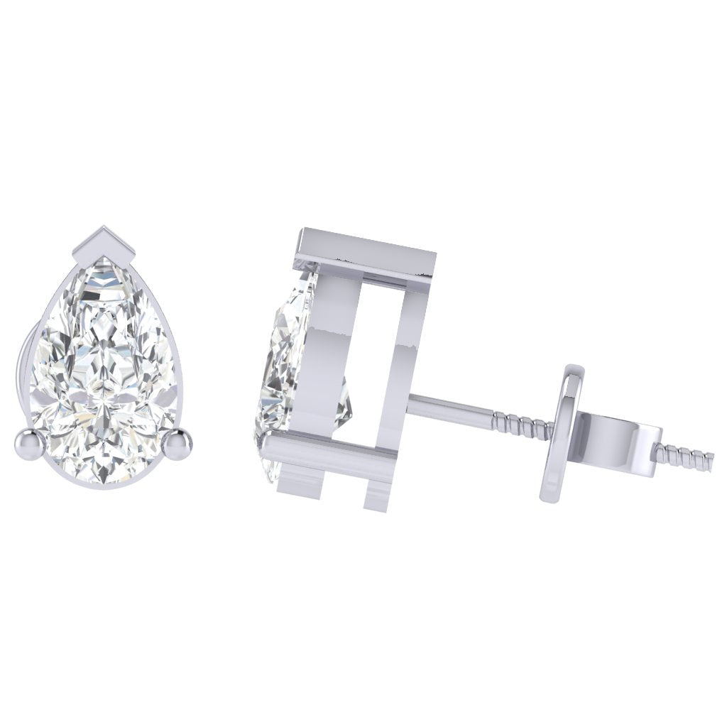 white gold plated sterling silver pear shape cubic zirconia april birthstone stud earrings