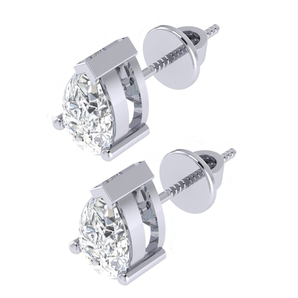 white gold plated sterling silver pear shape cubic zirconia april birthstone stud earrings