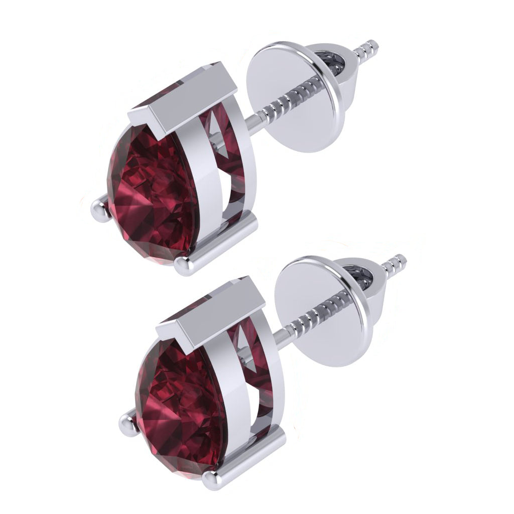 white gold plated sterling silver pear shape garnet january birthstone stud earrings