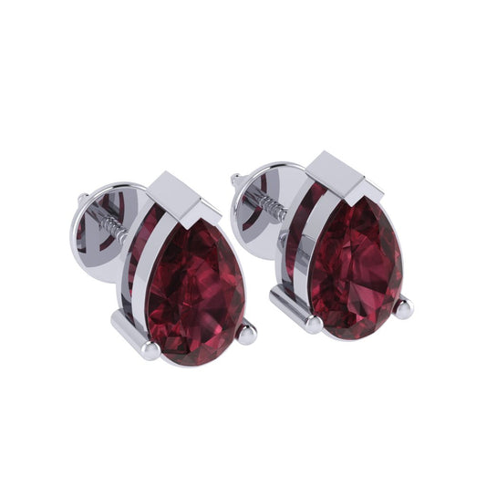 white gold plated sterling silver pear shape garnet january birthstone stud earrings