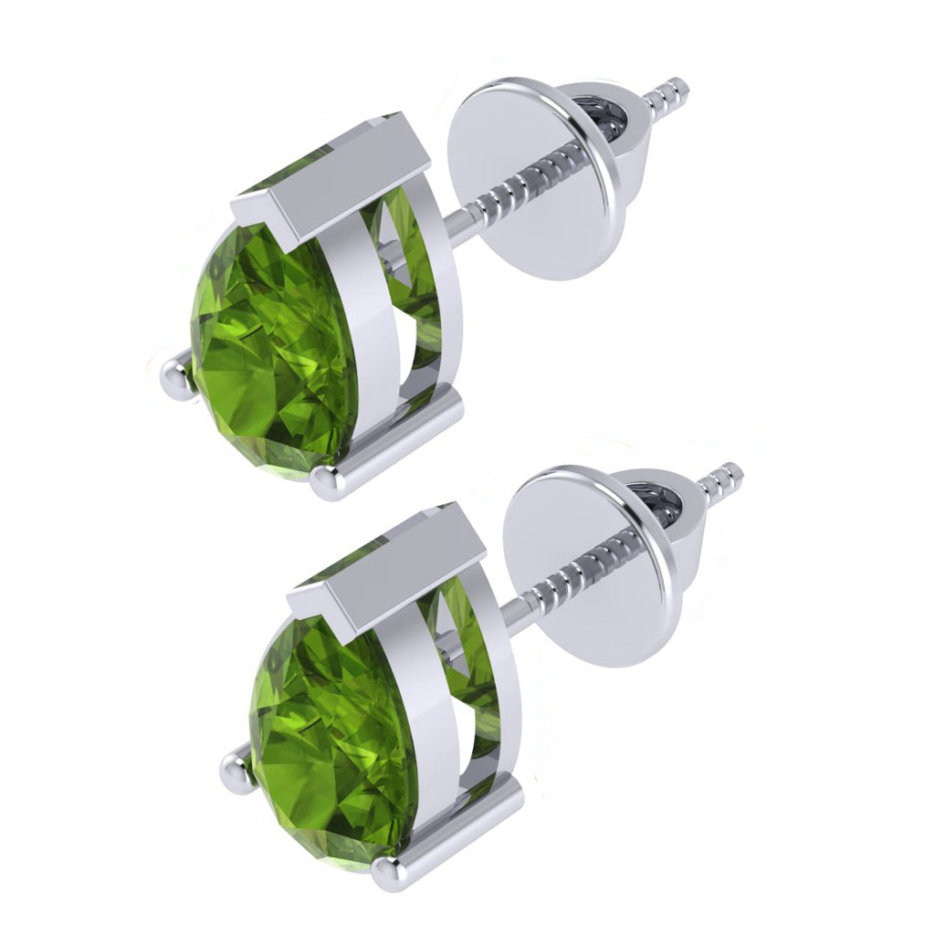 yellow gold plated sterling silver pear shape peridot august birthstone stud earrings