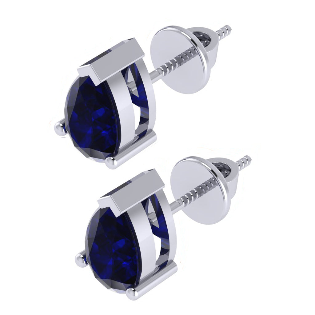 white gold plated sterling silver pear shape sapphire september birthstone stud earrings
