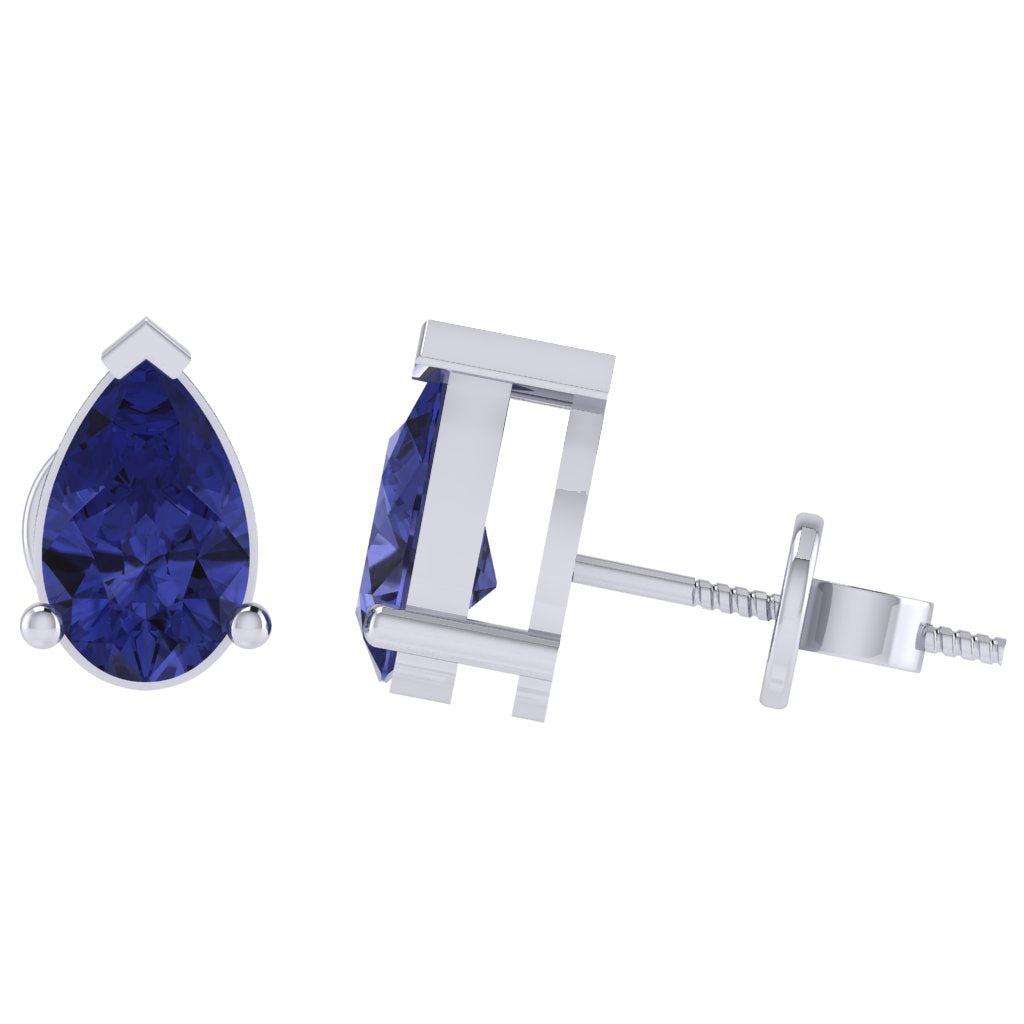 white gold plated sterling silver pear shape tanzanite december birthstone stud earrings