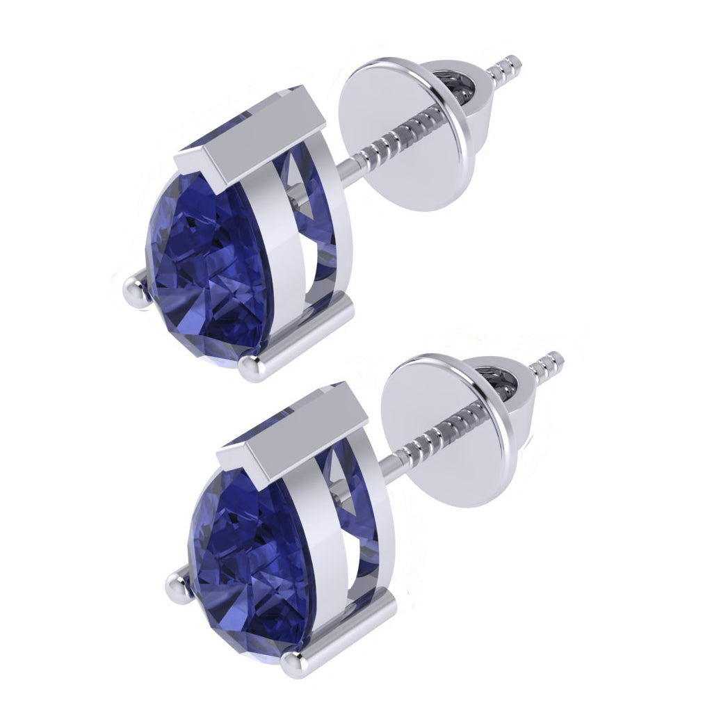 white gold plated sterling silver pear shape tanzanite december birthstone stud earrings