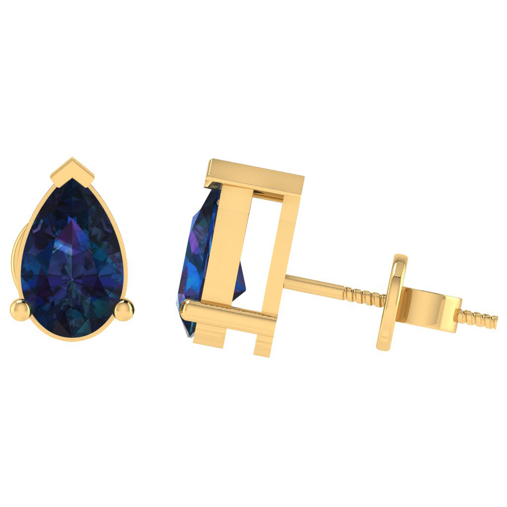 yellow gold plated sterling silver pear shape amethyst february birthstone stud earrings