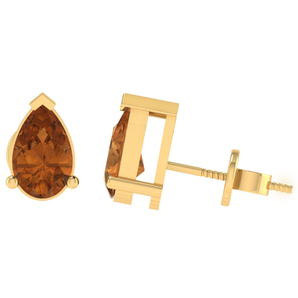 yellow gold plated sterling silver pear shape citrine november birthstone stud earrings