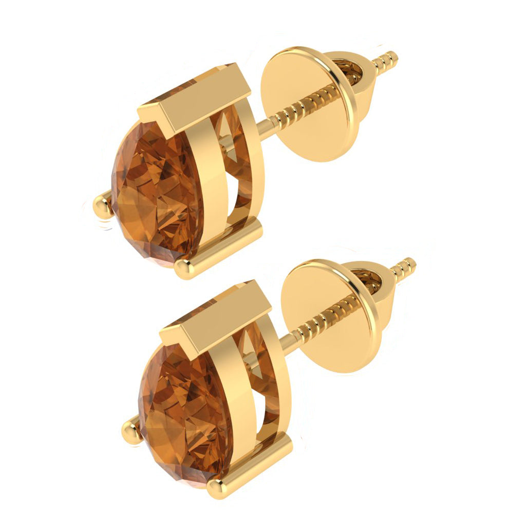 yellow gold plated sterling silver pear shape citrine november birthstone stud earrings