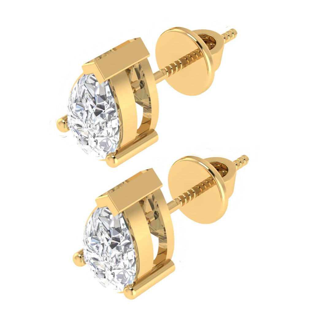 yellow gold plated sterling silver pear shape cubic zirconia april birthstone stud earrings