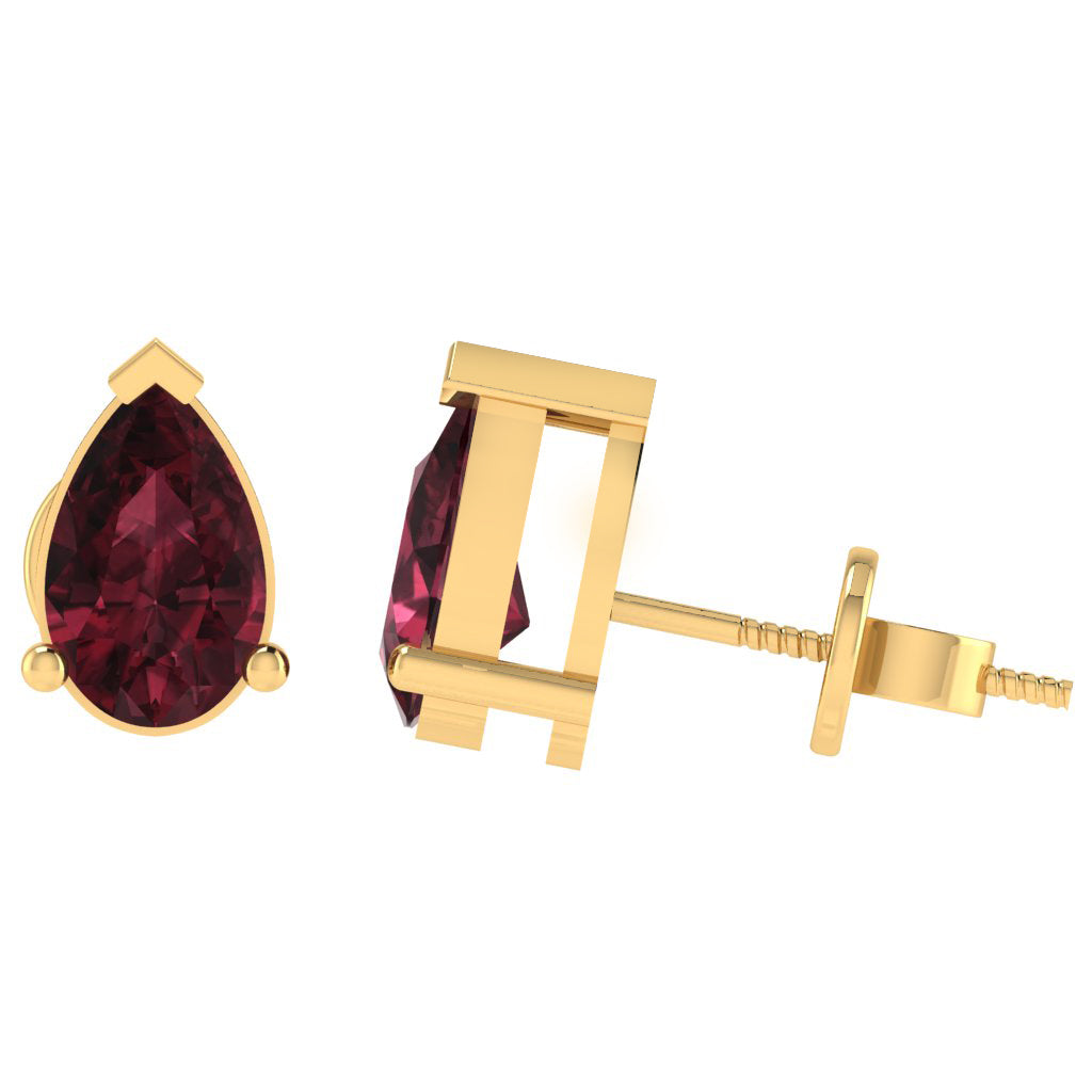 yellow gold plated sterling silver pear shape garnet january birthstone stud earrings