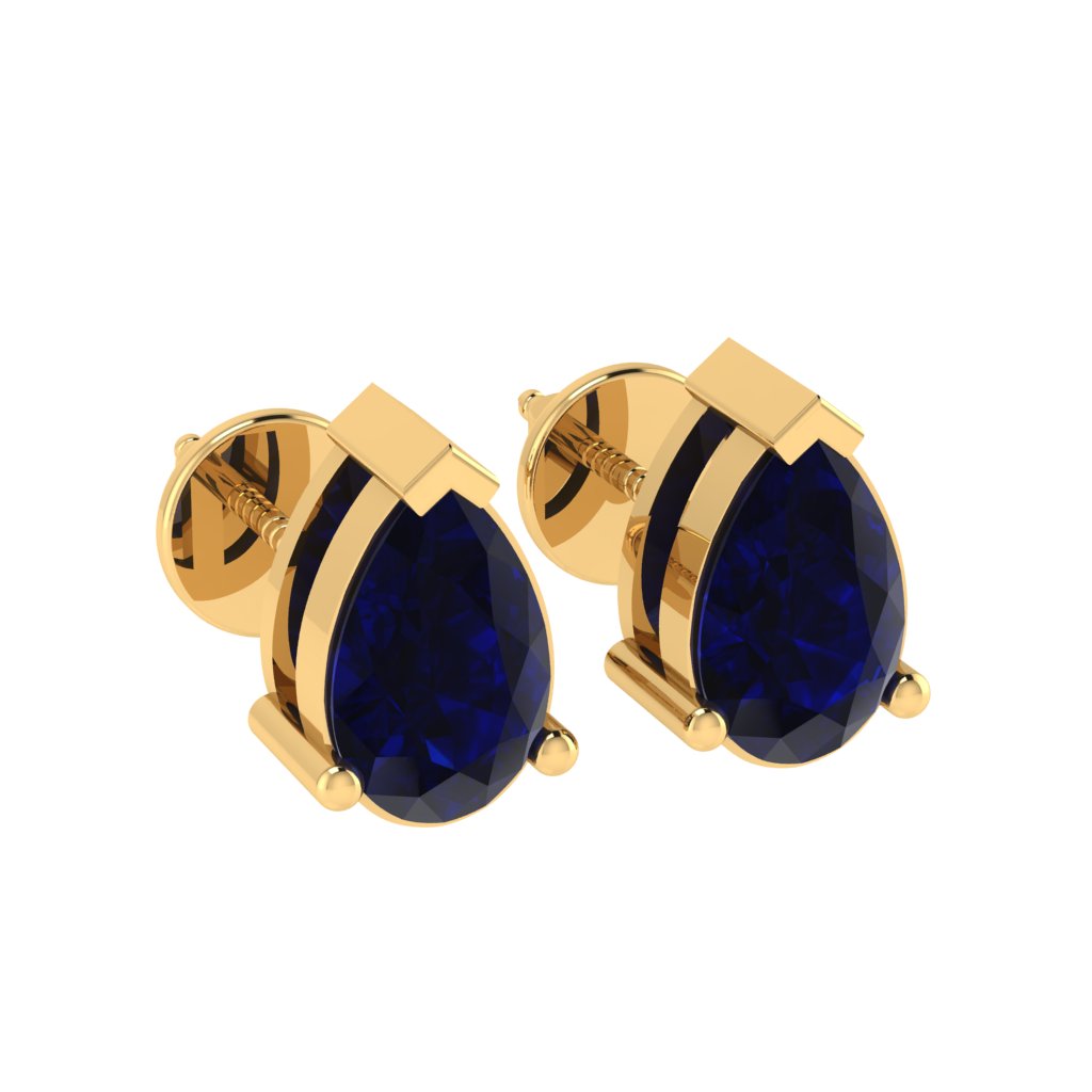 yellow gold plated sterling silver pear shape sapphire september birthstone stud earrings