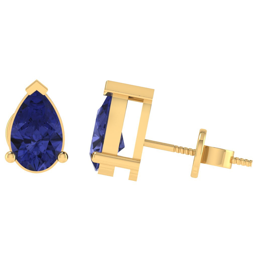yellow gold plated sterling silver pear shape tanzanite december birthstone stud earrings