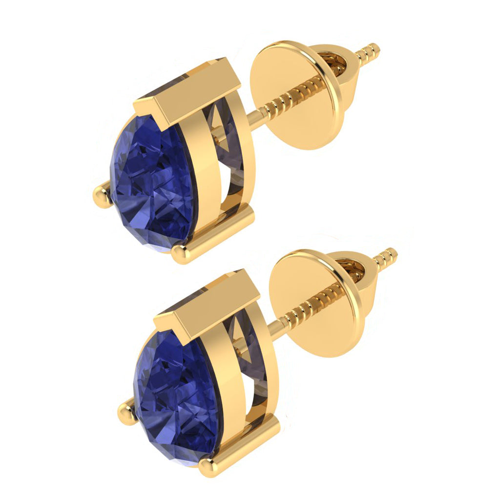 yellow gold plated sterling silver pear shape tanzanite december birthstone stud earrings