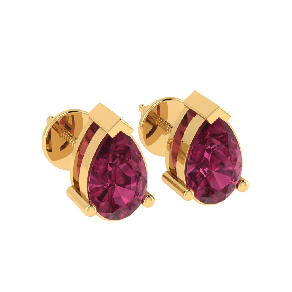 yellow gold plated sterling silver pear shape tourmaline october birthstone stud earrings
