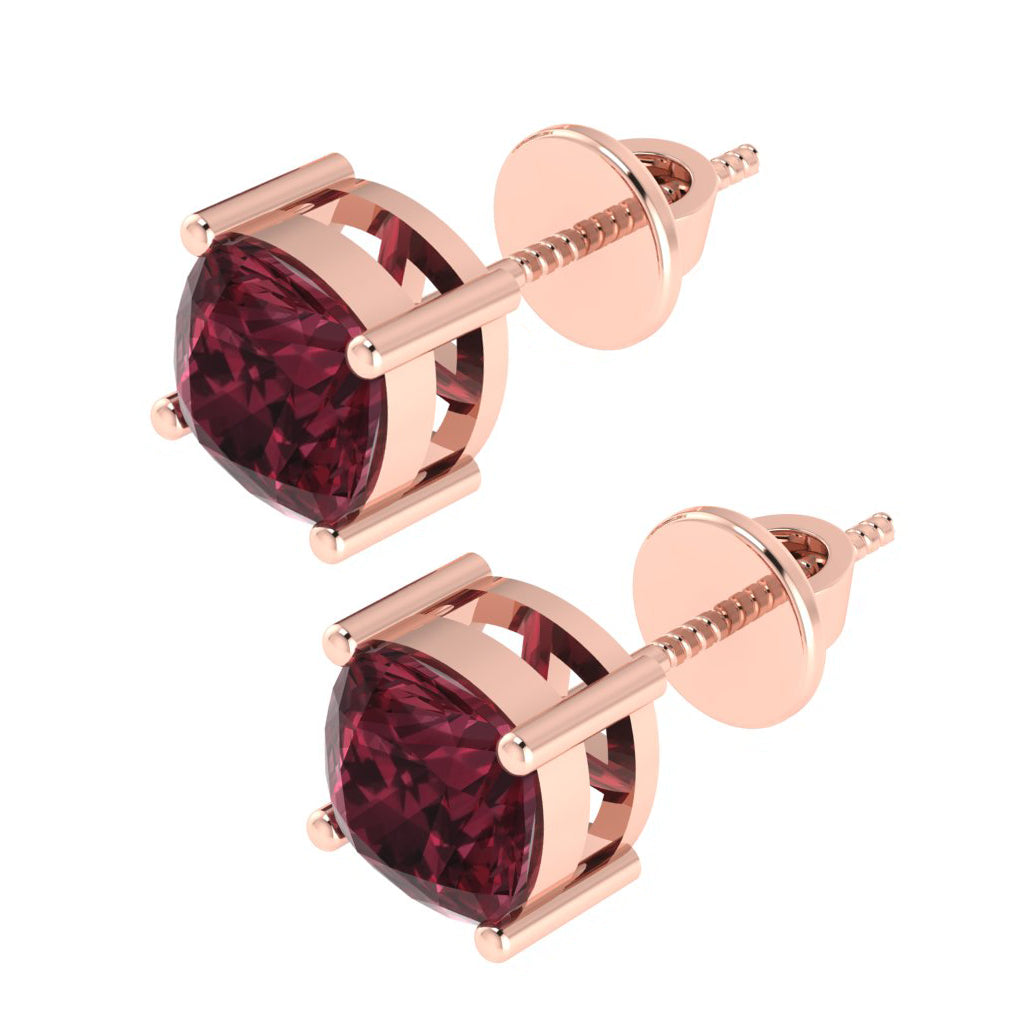 rose gold plated sterling silver cushion shape garnet january birthstone stud earrings