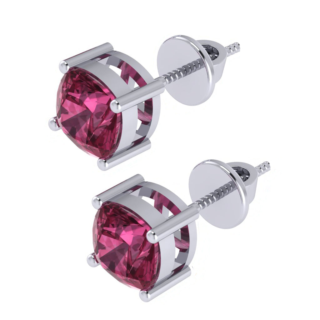 white gold plated sterling silver cushion shape tourmaline october birthstone stud earrings
