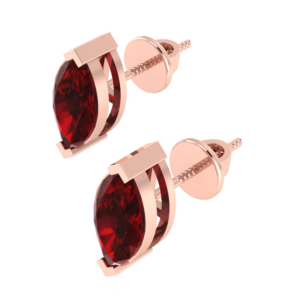 rose gold plated sterling silver marquise shape ruby july birthstone stud earrings