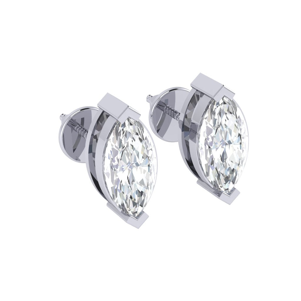 white gold plated sterling silver marquise shape cubic zirconia april birthstone stud earrings