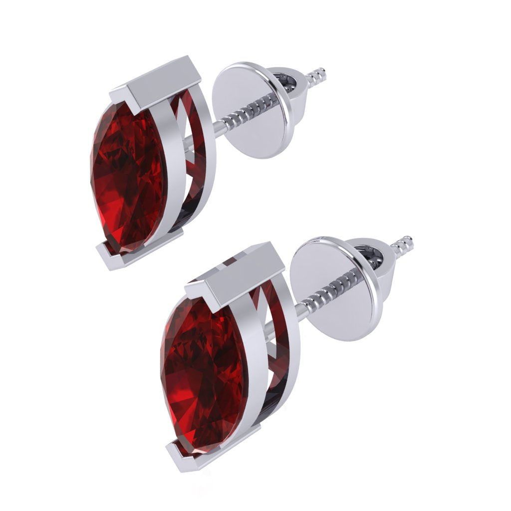 white gold plated sterling silver marquise shape ruby july birthstone stud earrings