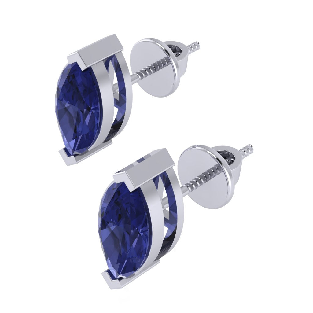white gold plated sterling silver marquise shape tanzanite december birthstone stud earrings