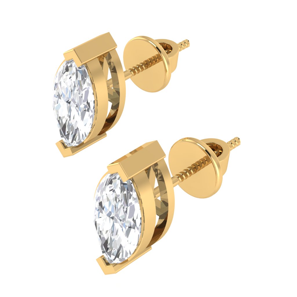 yellow gold plated sterling silver marquise shape cubic zirconia april birthstone stud earrings
