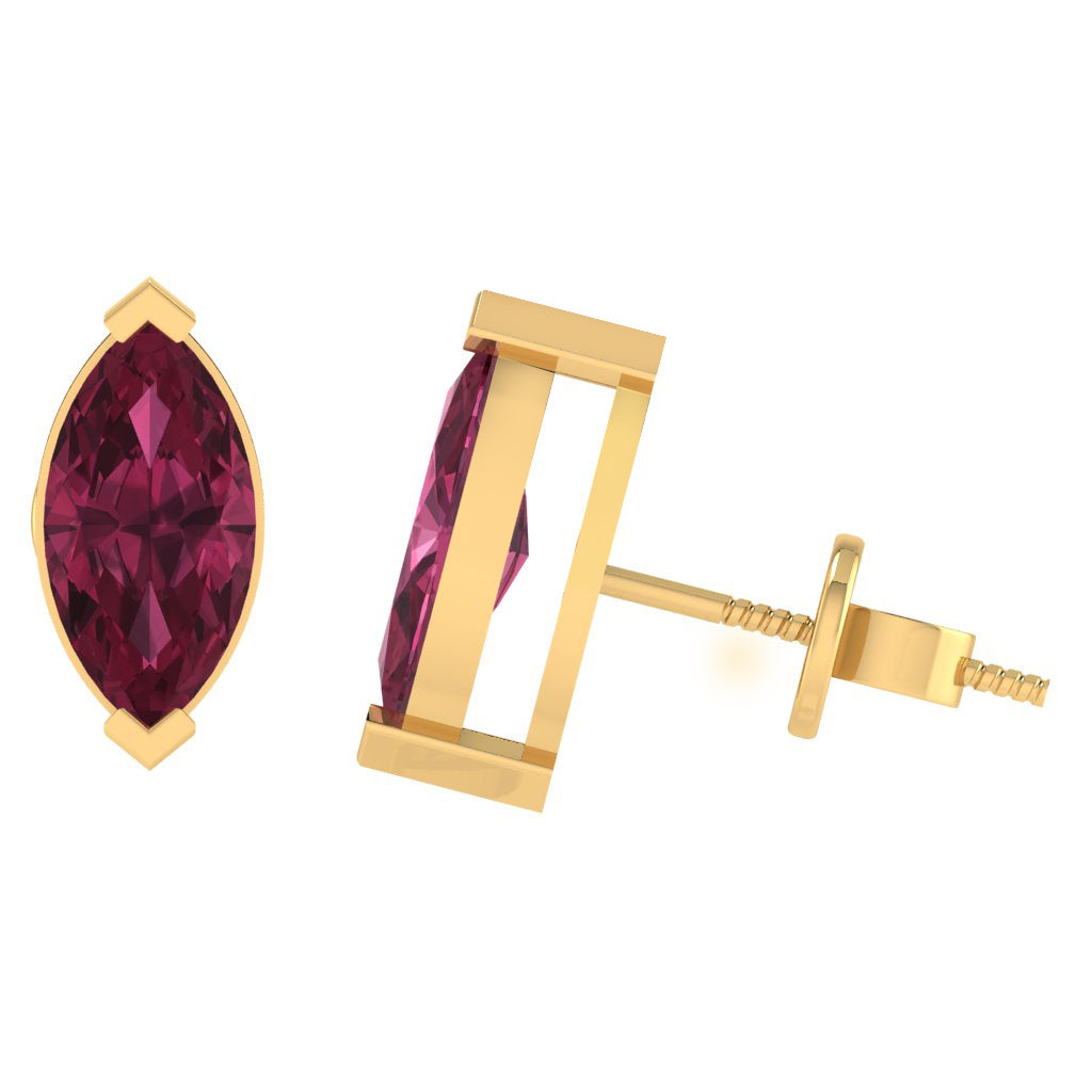 yellow gold plated sterling silver marquise shape tourmaline october birthstone stud earrings