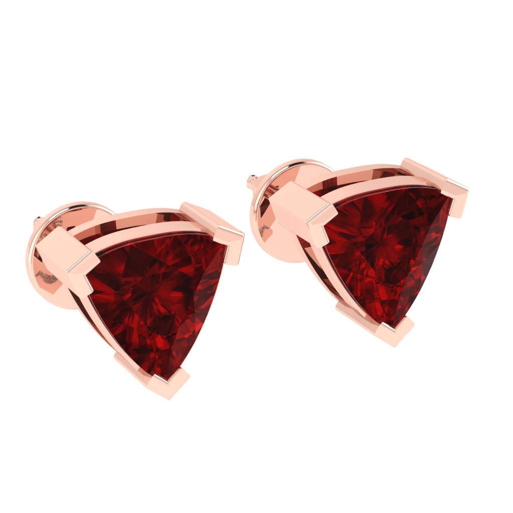 rose gold plated sterling silver trillion shape ruby july birthstone stud earrings