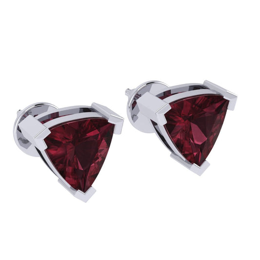 white gold plated sterling silver trillion shape garnet january birthstone stud earrings