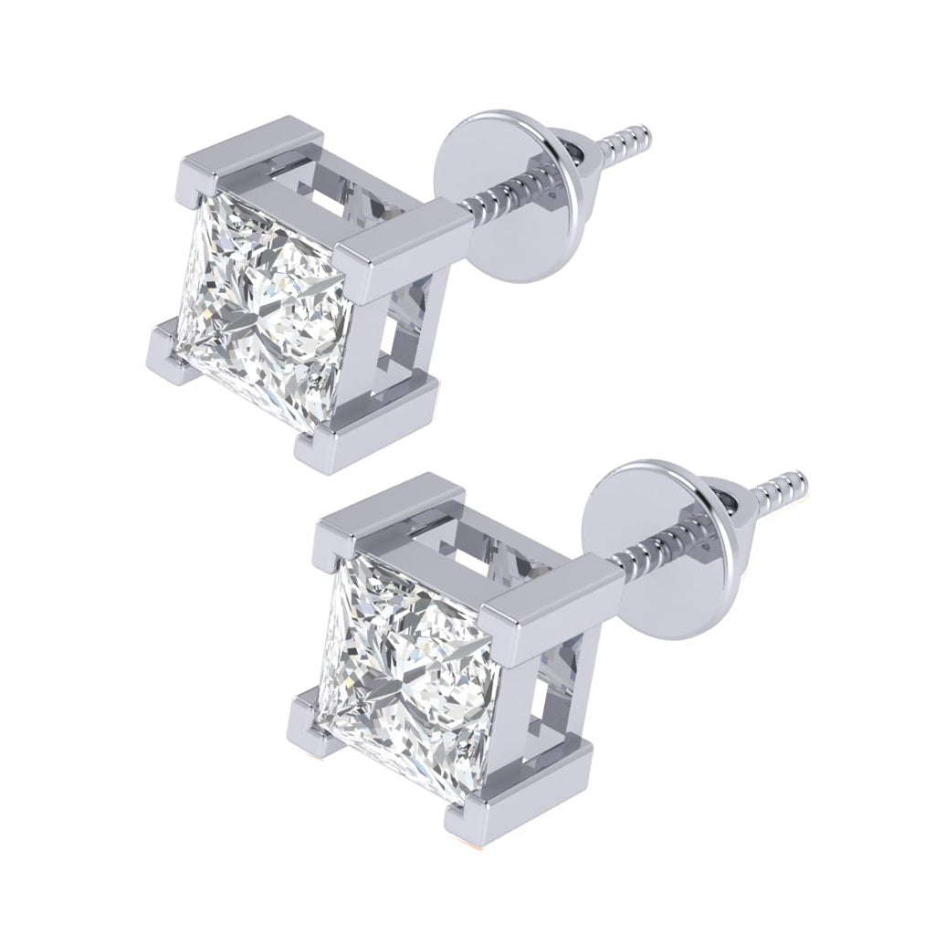 white gold plated sterling silver princess shape cubic zirconia april birthstone stud earrings