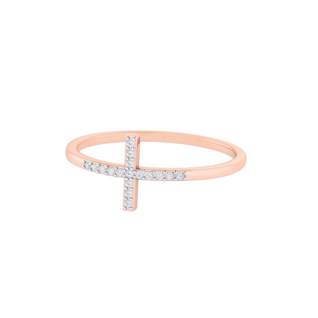 diamtrendz rose gold real diamond cross ring 1488_3