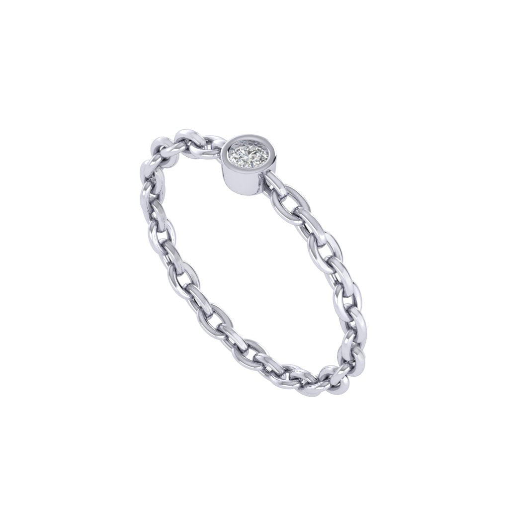 Diamtrendz white gold real diamond chain ring 1491_1
