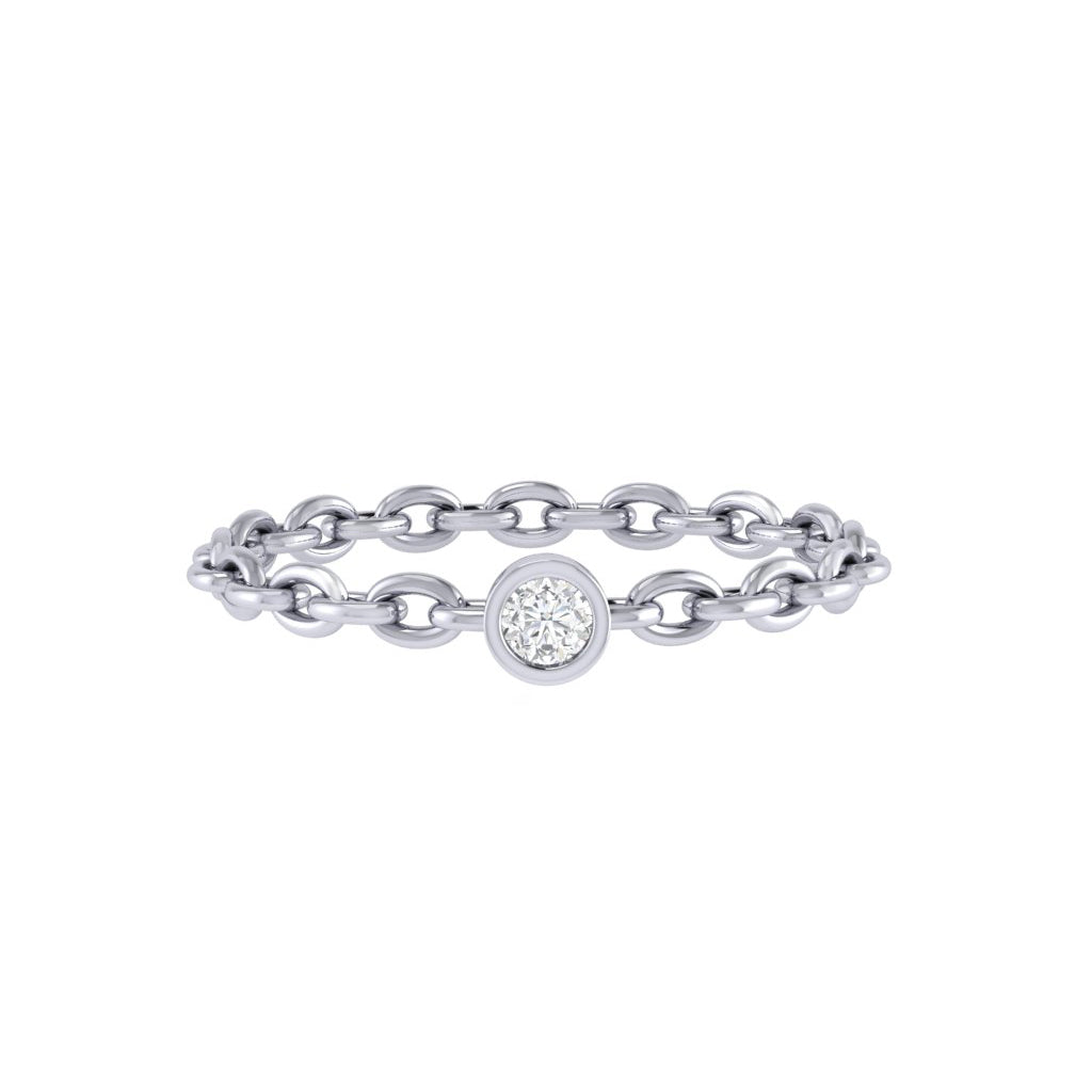 Diamtrendz white gold real diamond chain ring 1491_2