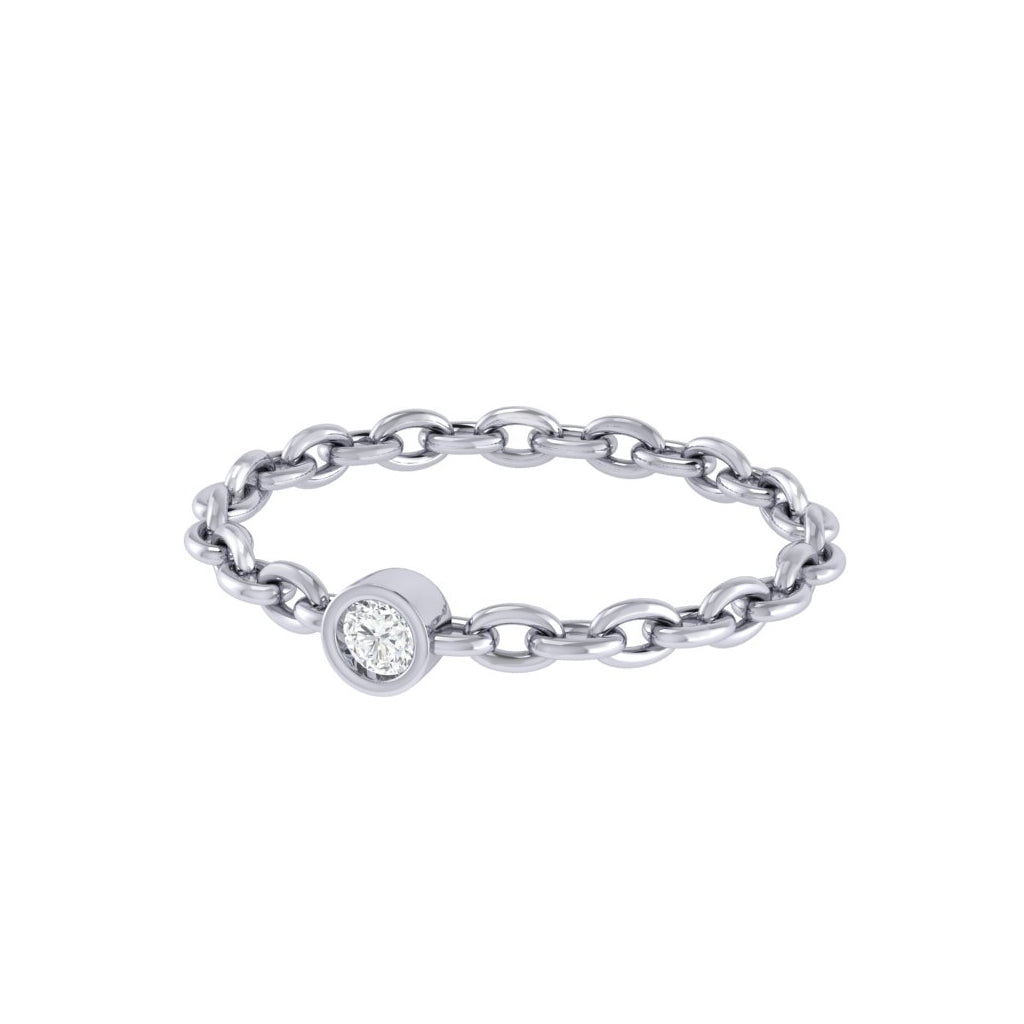 Diamtrendz white gold real diamond chain ring 1491_3