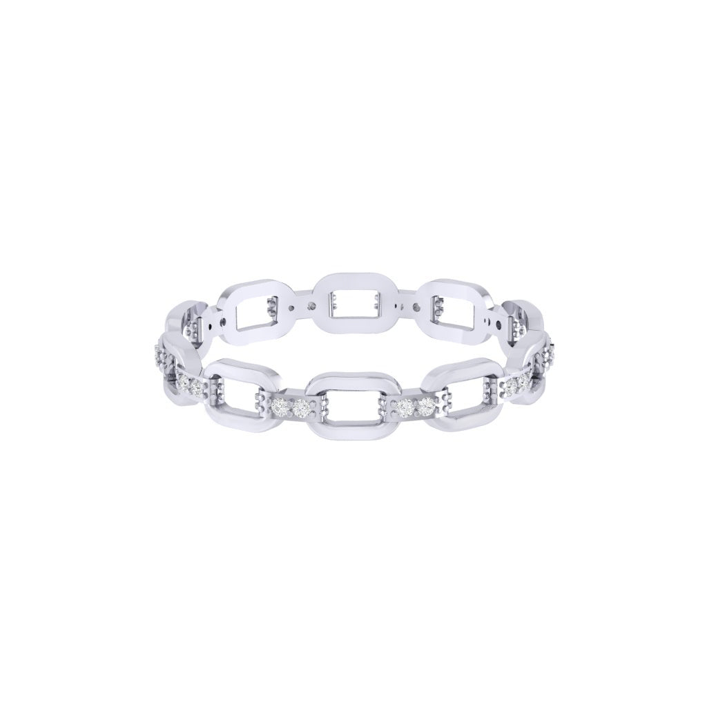Diamtrendz white gold real diamond chain ring 1493_2
